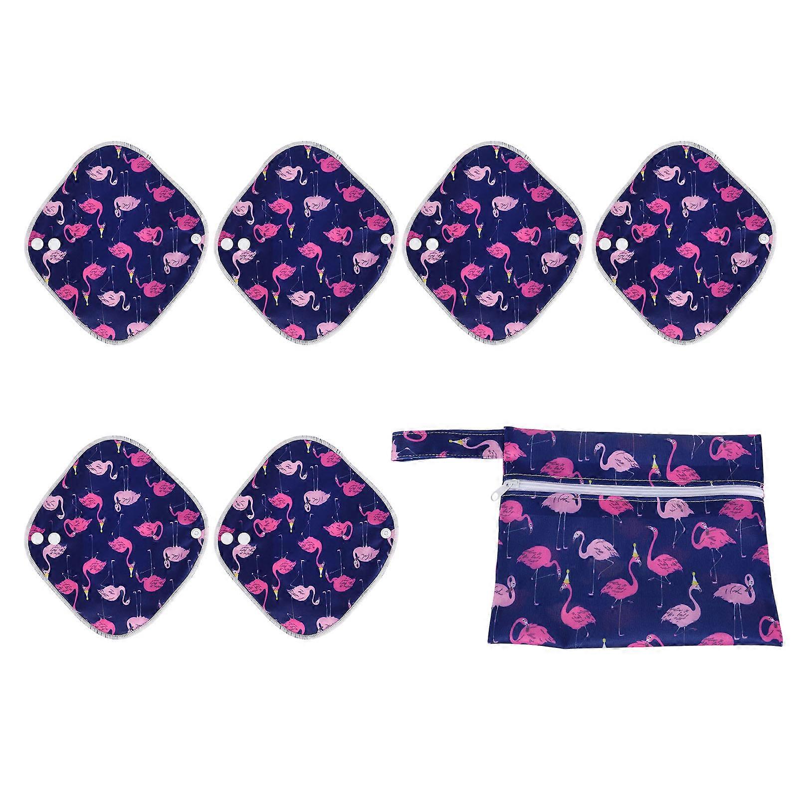 1 Ensemble Femme Réutilisable Bambou Charbon Serviettes Hygiéniques Serviettes Menstruelles avec Sac (S)