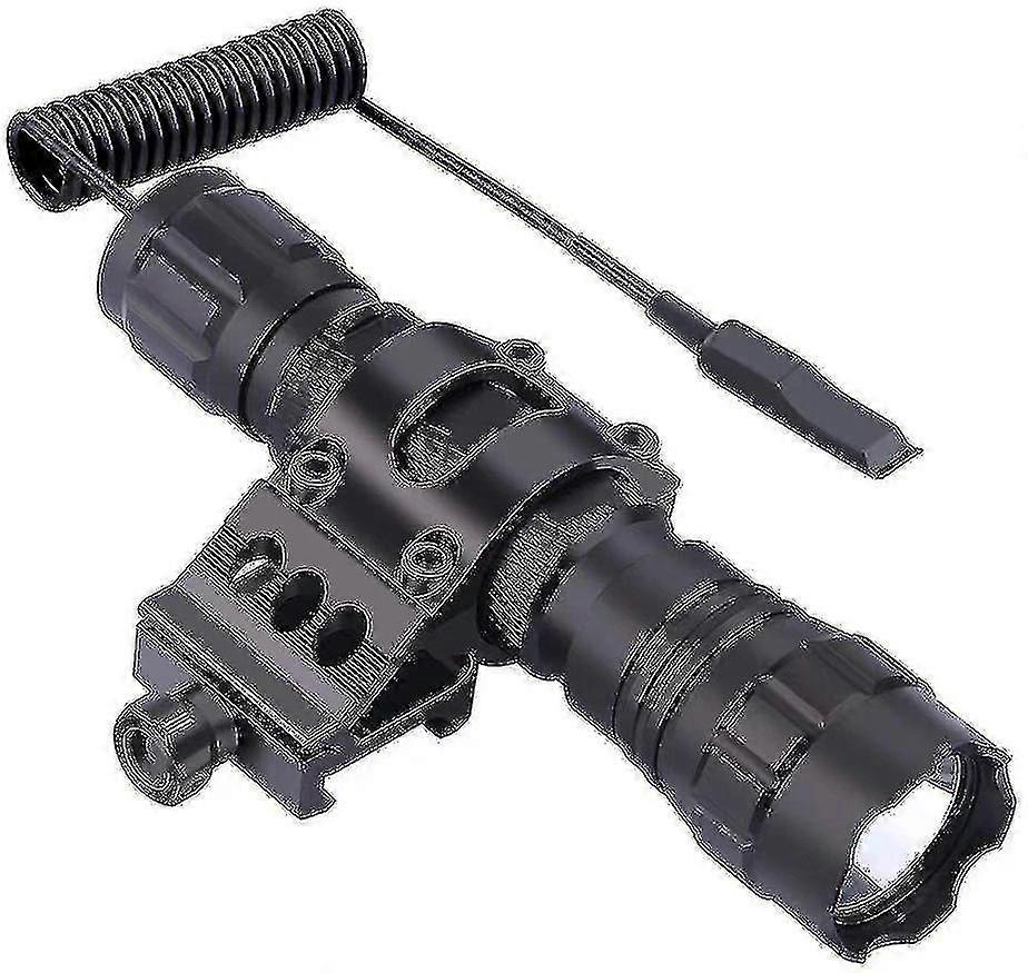 Led Tactical Flashlight, 1 Flashlight Mode, With Push Button Switch And 45 Mounting Rail, Side Offset Ring