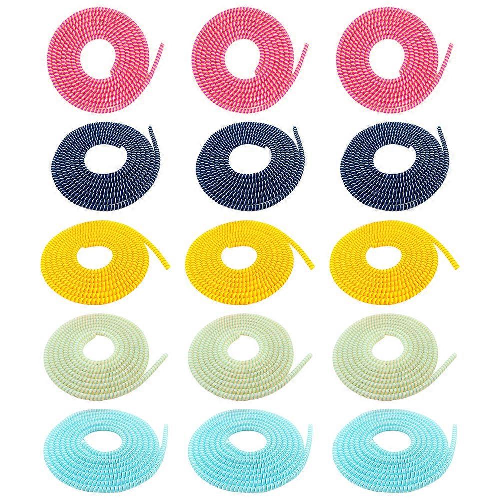15 Pcs Cable Protectors Spiral Cable Protector Cord Rope Wrap Cellphone Data Lines Protector