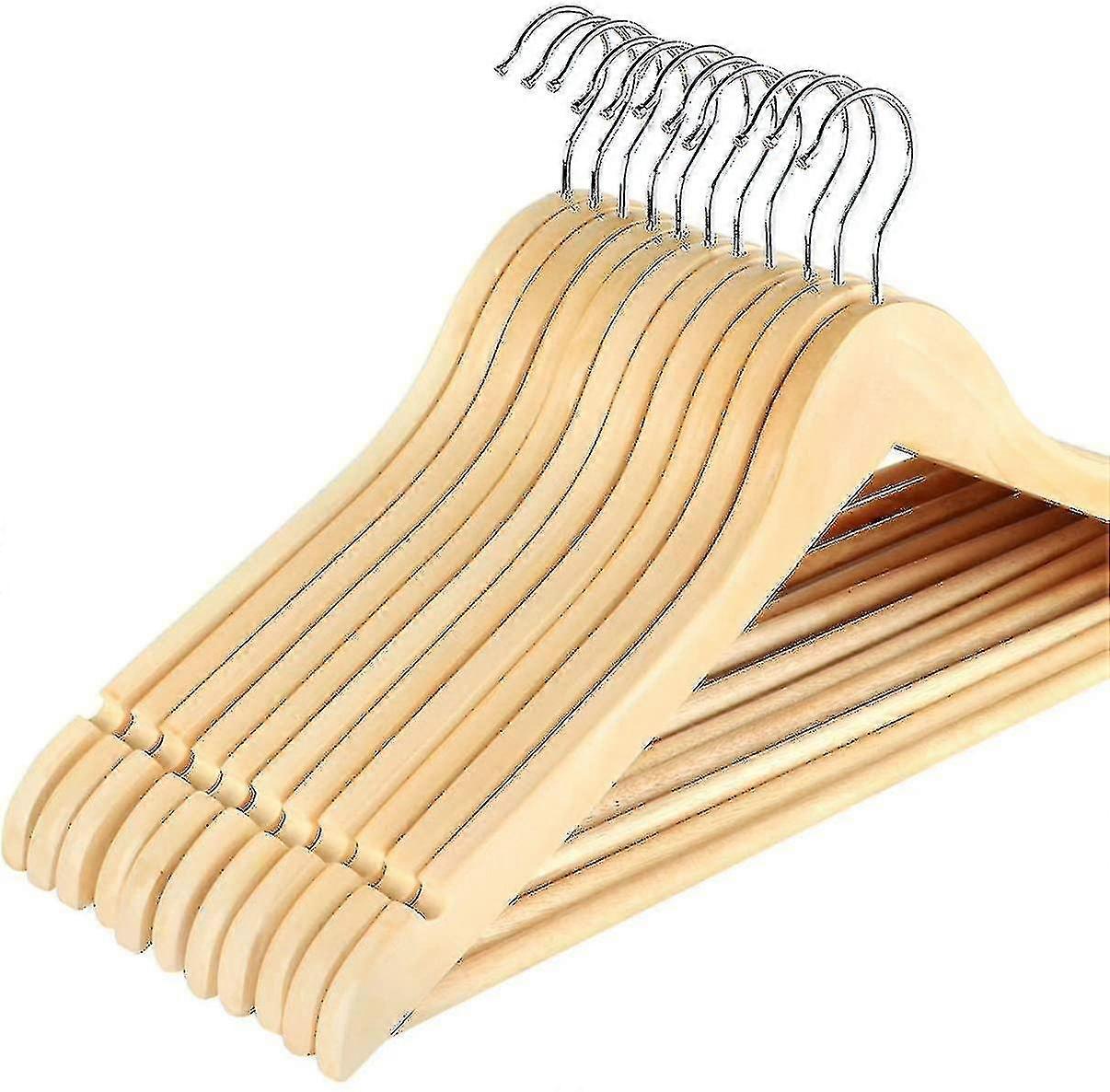 11 Pieces Wooden Hook Hanger 360rotating With Non-slip Rod