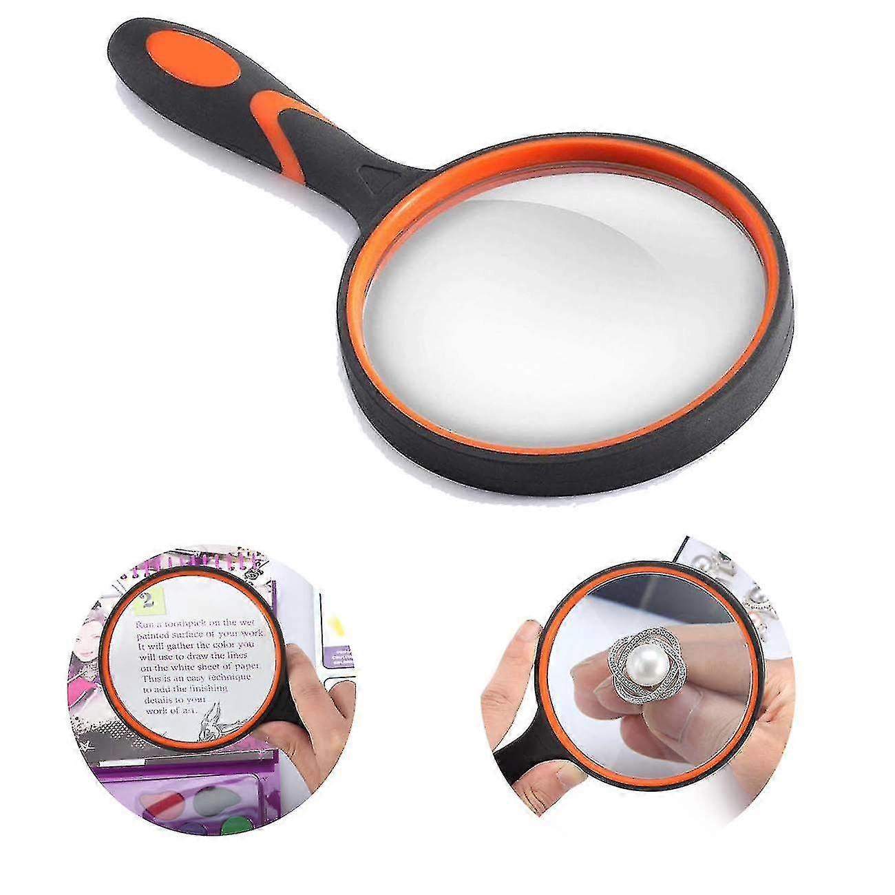 Handheld Magnifying Glass, 3x 100mm Large Lens With Non-slip Soft