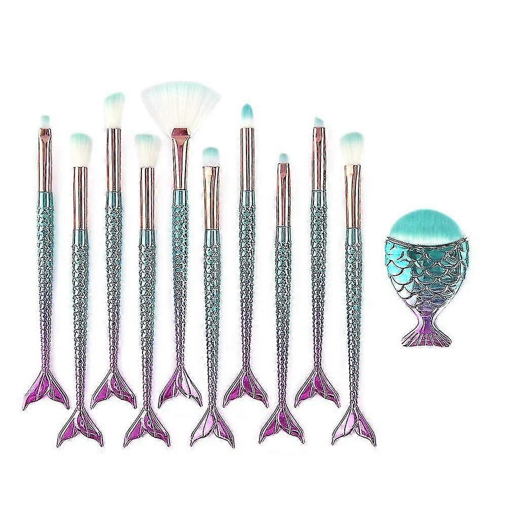 Lightweight Mermaid Makeup Brush Set 11pcs
