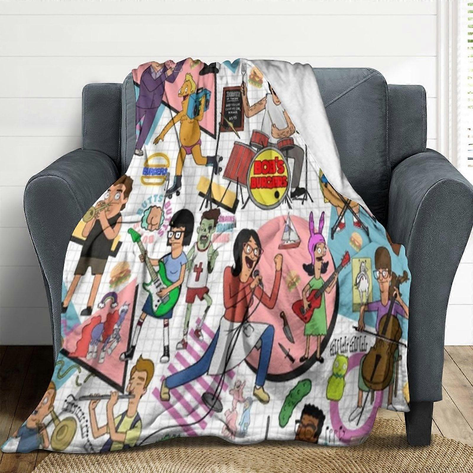 Bob's Burgers Cobertores de Flanela Soft Plush Throw Blanket Fuzzy Cozy Luxuoso Cobertor de ar condicionado para sofá do quarto WTMT4283