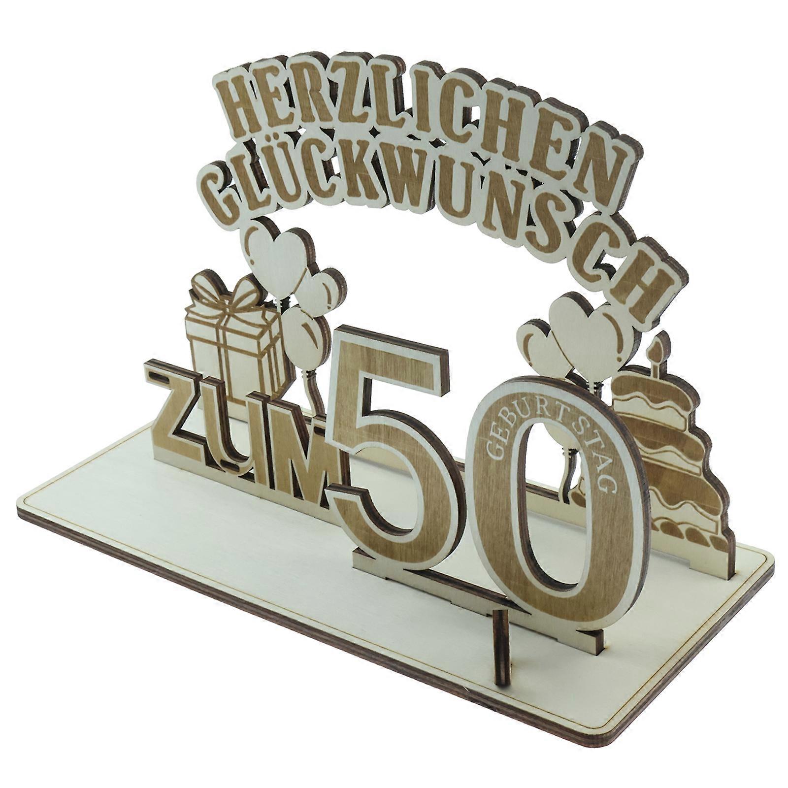 1kpl 50-vuotissyntymäpäivän puukortti - luonnonpuun väri