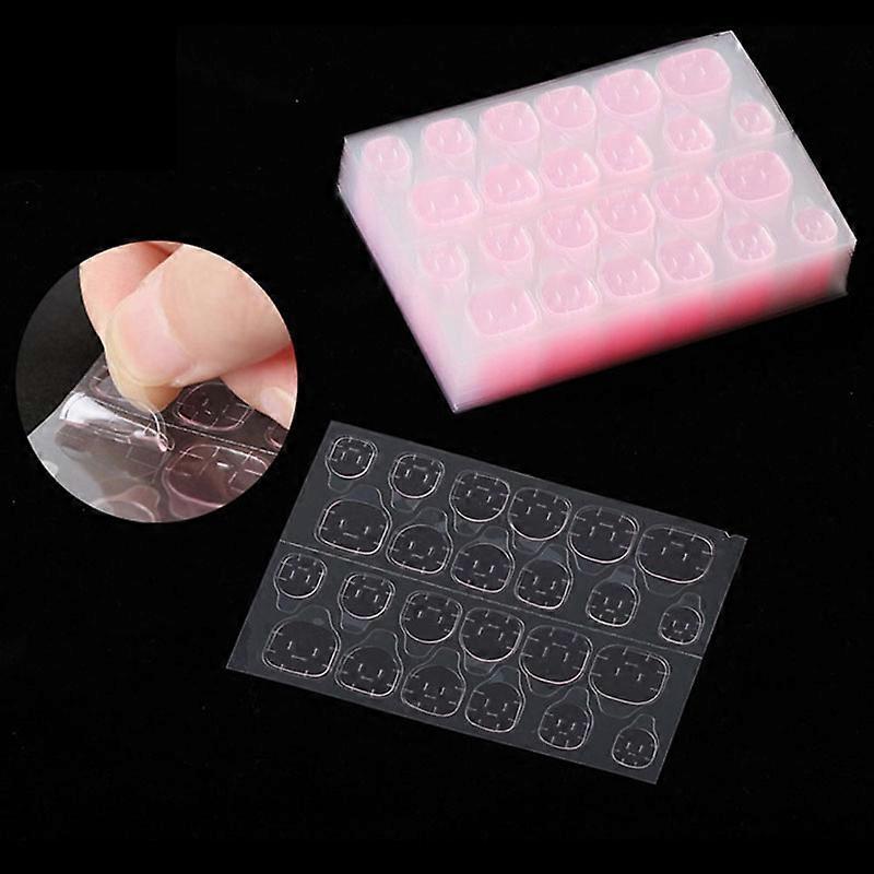 240Pcs Transparent Fake Nails Pink Jelly Double Sided Adhesive Ultra-Thin Tape