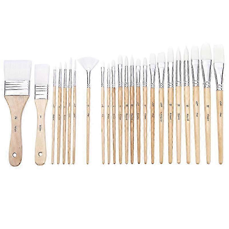 24-Piece Multi-shaped Nylon Paint Brushes Set for Various Paints