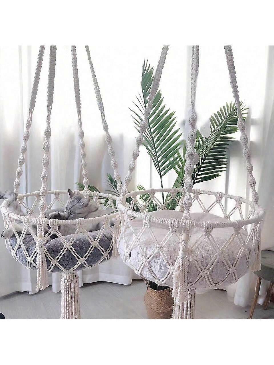 1pc Bohemian Style Cat Hammock Four Season Universal Hanging Handmade Fringed Cat Climbing Frame, Suitable For Fat Cats - Cushion Not Included