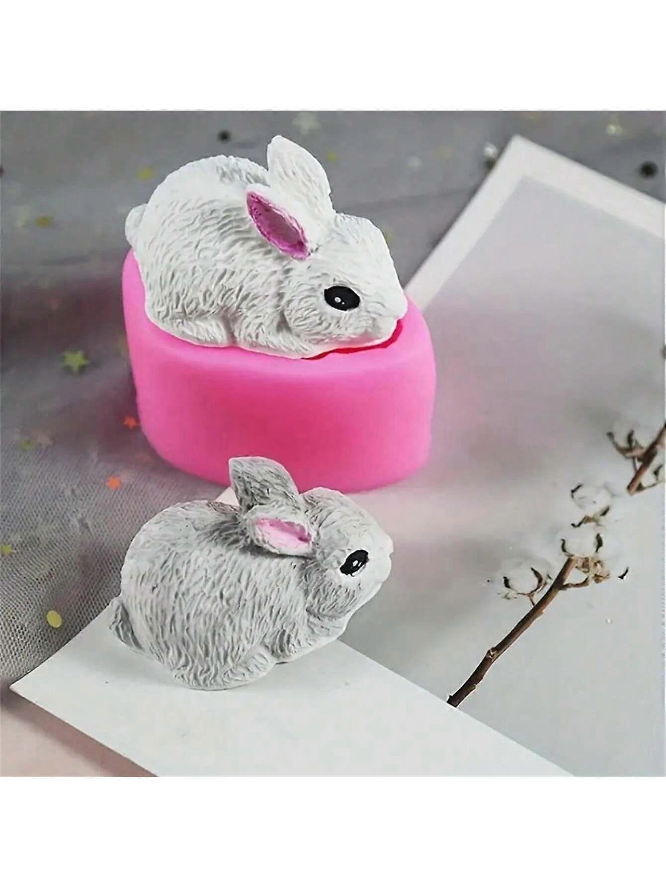 1pc / 3D ארנב עובש סיליקון. נר, גבס, עובש דקורטיבי