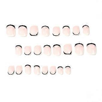 Glossy Fake Nail Diy Simple Black White Reusable Nail With Stick Glue  Jelly Glue Model