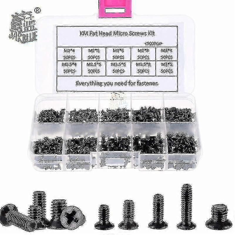طقم برغي كمبيوتر مكون من 450 قطعة - M2 M2.5 M3 KM - يتضمن براغي فيليبس مسطحة وصغيرة