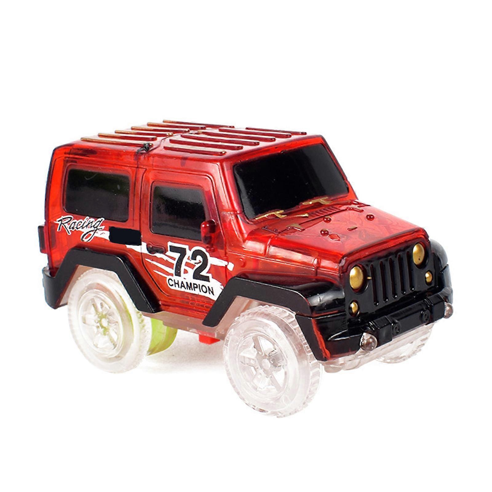 Track Car Toy Glow Up Racing Car Model for w/ Transparent Body Child Interactive Mini Vehicle Compatible for Most Track 3 lights