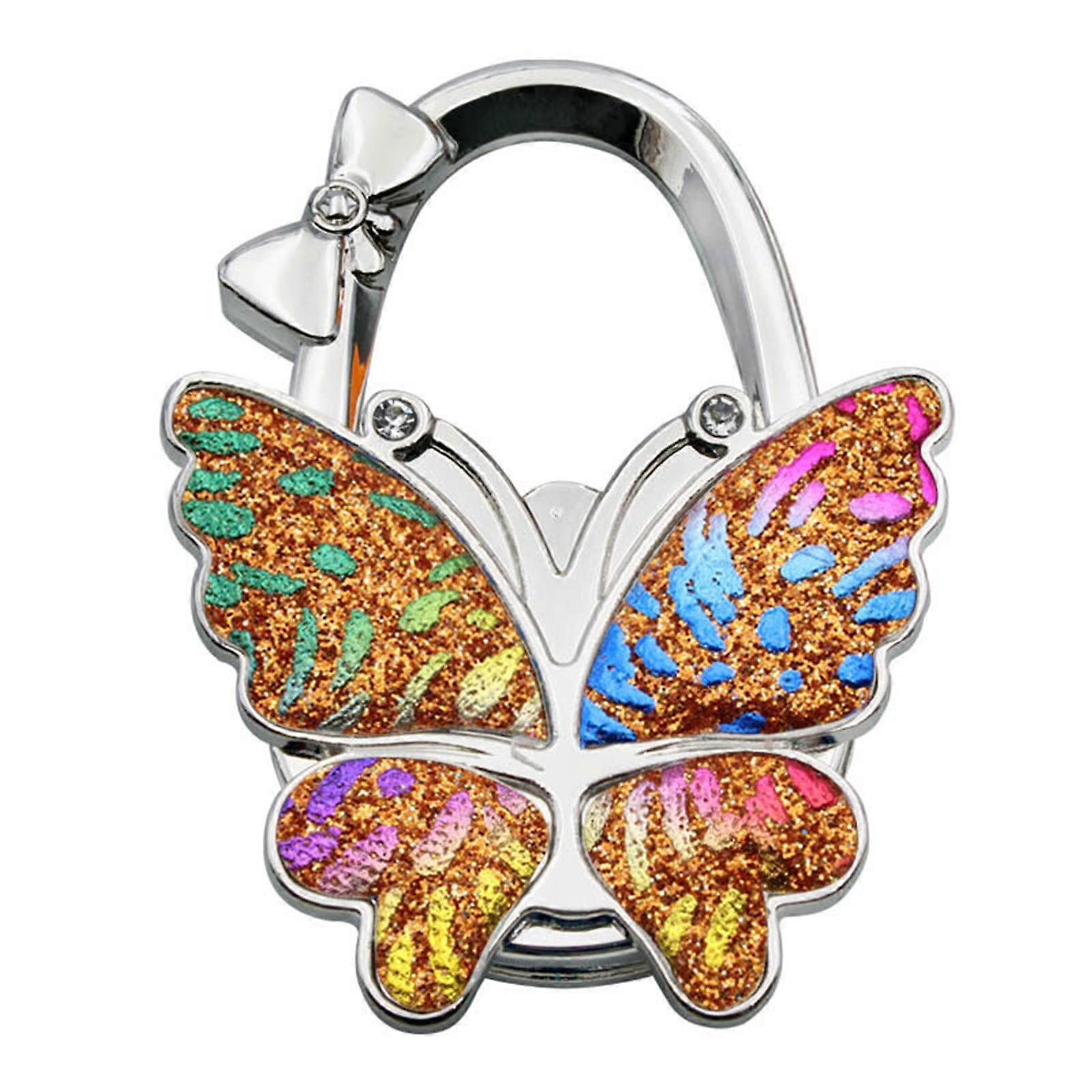 Colored Butterfly- Bowknot Table Bag Hook Fashion Multifunction Folding Ladies Bag Buckle Handbag Hook for Bag Hanging  Orange Colorful
