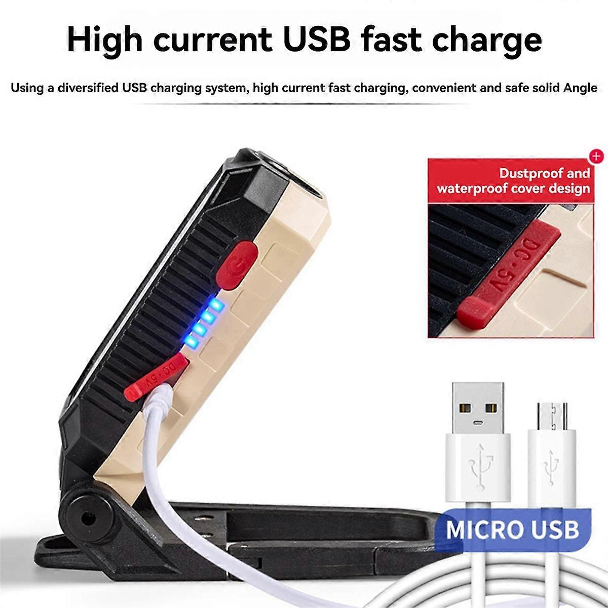 COB Work Light USB Rechargeable Work Light Portable Magnetic Hanging Lamp Emergency Lights for Outd