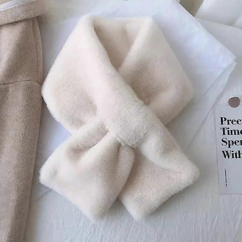 Plush Cross Scarf Faux Rabbit Fur Thickened Soft Scarves Solid Color Autumn Winter Cold Resistant Women Neck Warmer Collar Scarf