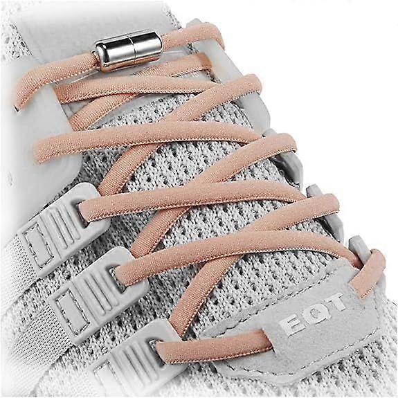Elastic shoelaces for adults, children and the elderly, with two pairs of elastic shoelacesApricot