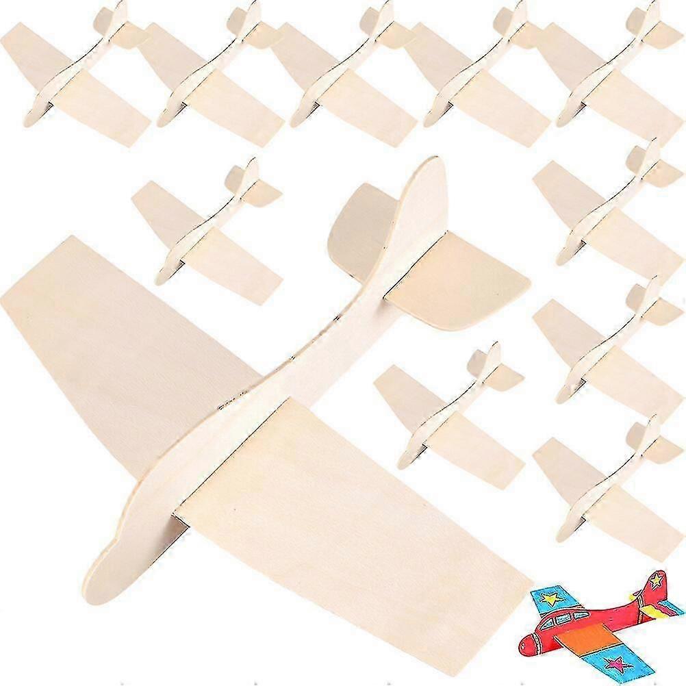 12pcs מטוס עץ דגם להרכיב מטוסים עשה זאת בעצמך מטוס ציור ריק לבנים בנות