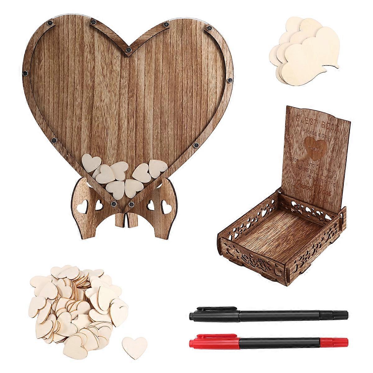 結婚式のゲストブックハート型ブラケット牧歌的な結婚式収納ボックス誕生日メッセージ結婚式のサイン-i