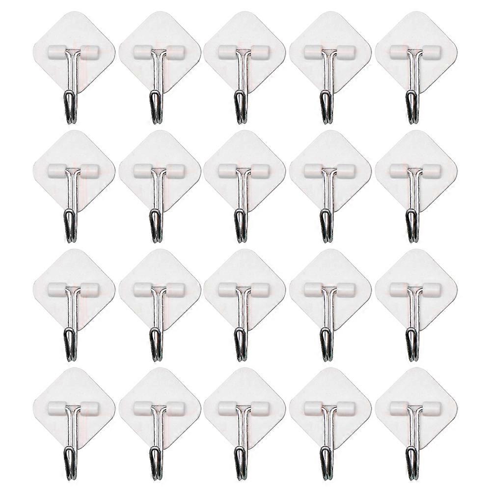 Adhesive Hooks, White Plastic, Damage-Free Wall Hooks