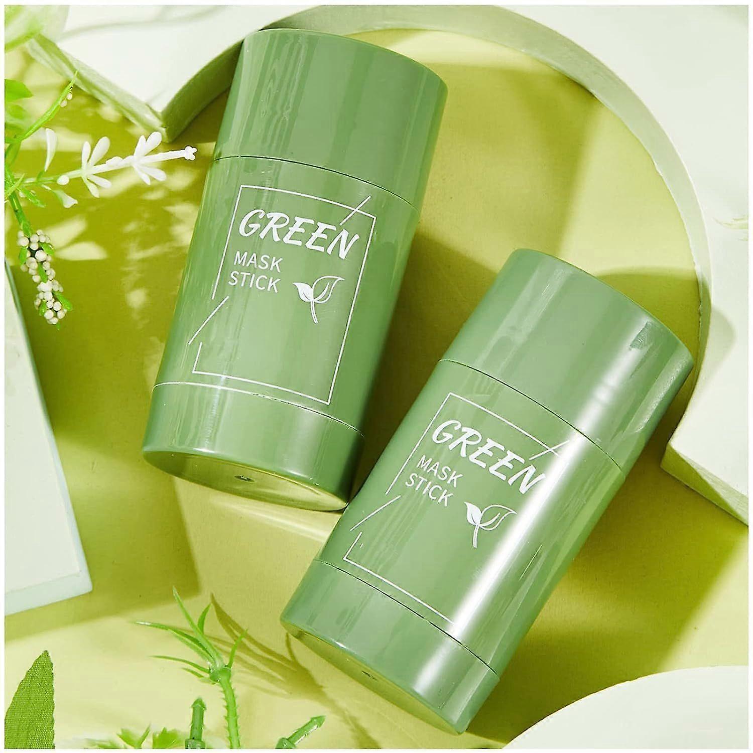 2 Pack Green Mask Clay Stick, Groene Thee Zuiverende Klei Groene Thee Masker, Deep Clean Green Pore Stick, Deep Cleansing Smearing Mask, Hydraterende Voeden