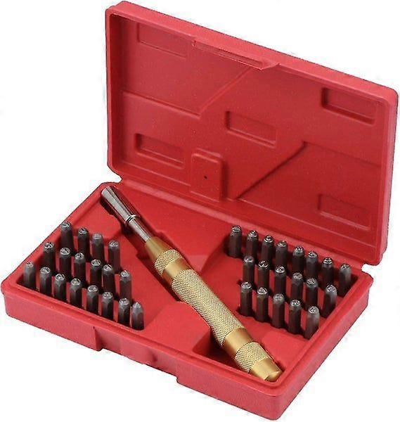 38 Piece Alloy Steel Letter Punch Set with Punch Tool - Includes A-Z, 0-8, 2 Symbols - Ideal for Crafting and Personalization
