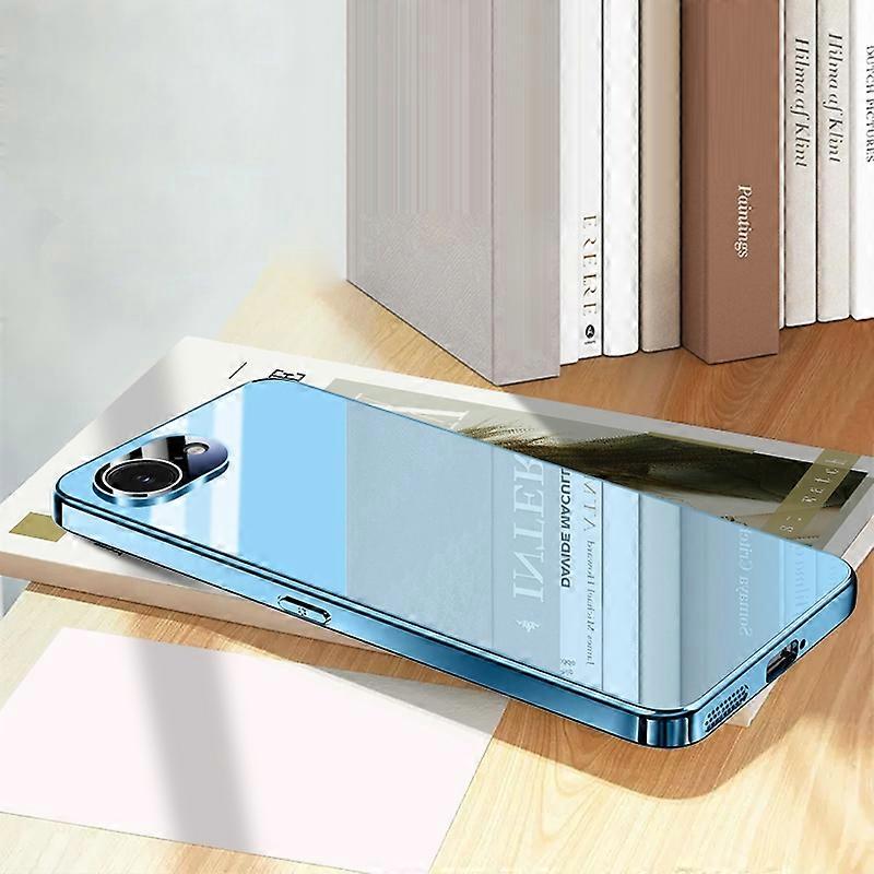 For iPhone 16e Case Electroplating PC Phone Back Cover with Camera Lens Protector - Blue