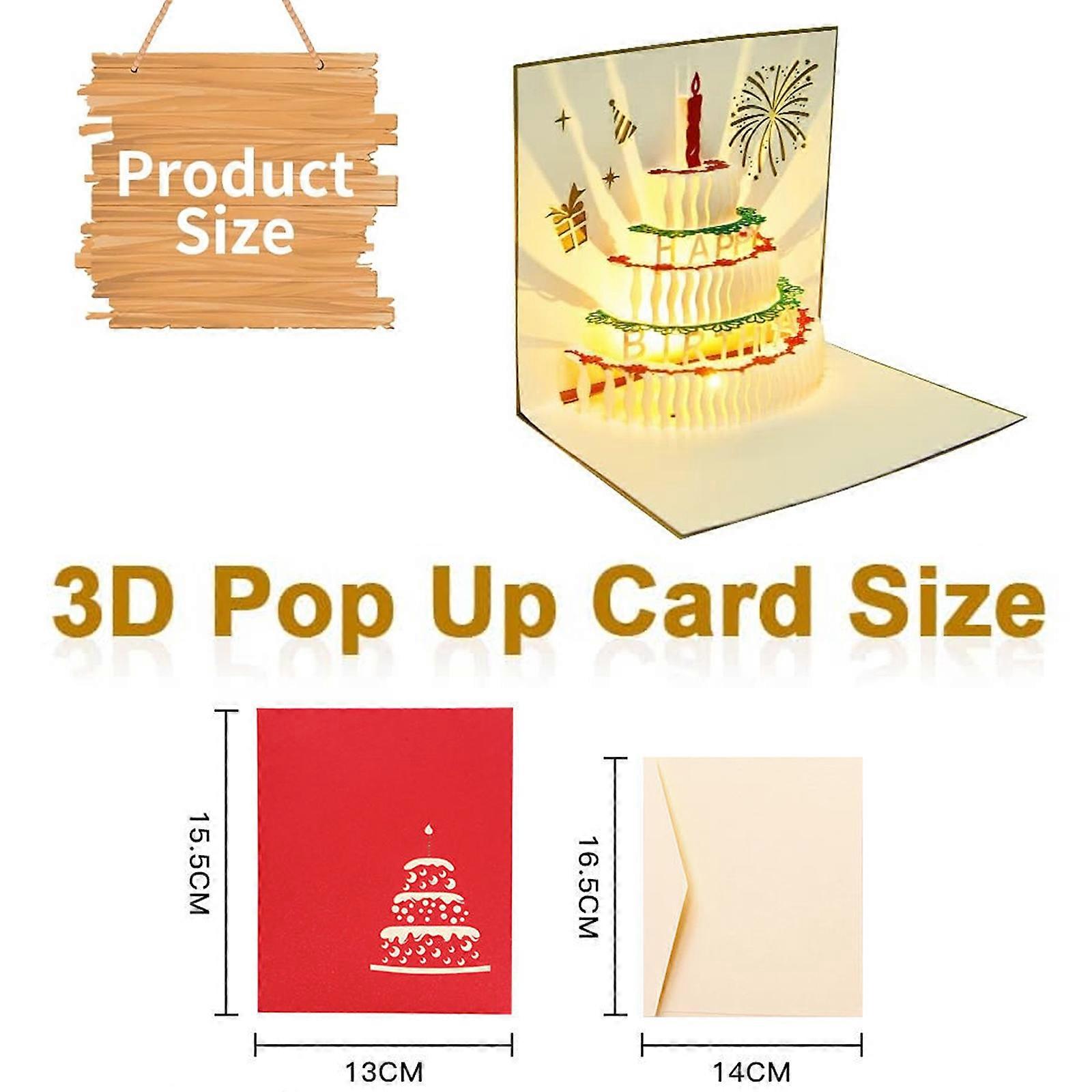 Μοναδική κάρτα δώρων γενεθλίων, 3D Pop Up Design Auto Play Music Ζεστό φως, μαγευτικό εφέ πυροτεχνημάτων για γυναίκες Άνδρες Παιδιά