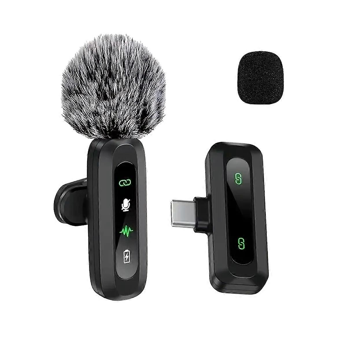 J3 Wireless Lapel Microphone USB Type-C Connector Noise Cancellation Mic for Streaming Unidirection