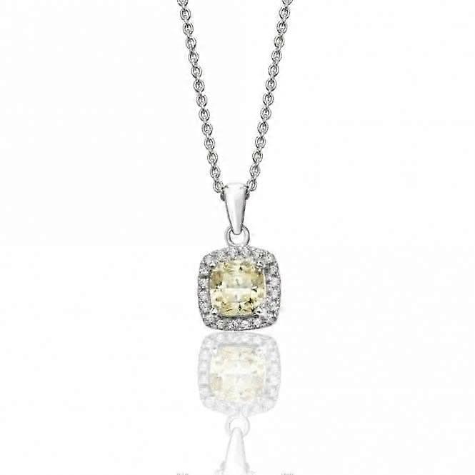 Silver & Co Claw Set Cushion Halo Pendant with Cubic Zirconia - SPG0013YZ
