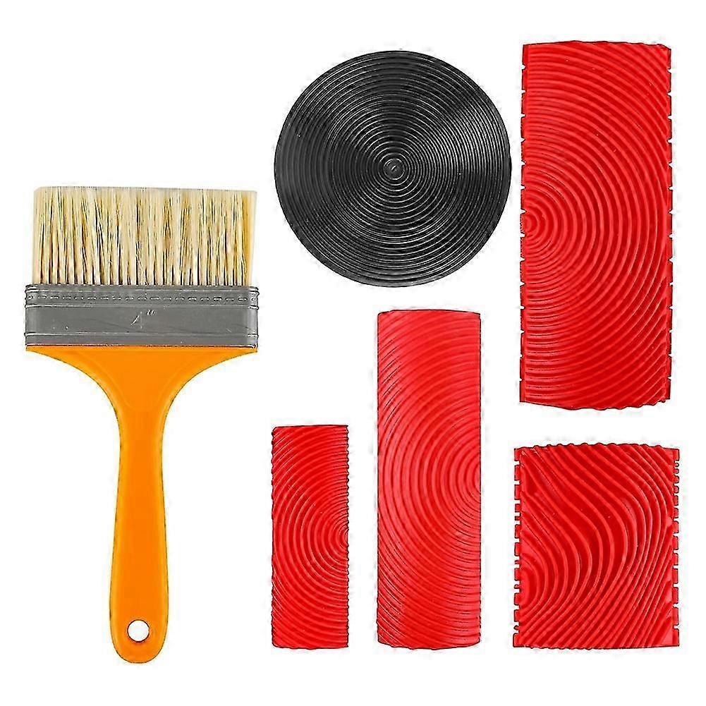 6 قطع أدوات حبيبات الخشب ، طلاء صانع الحبوب الخشبية المطاطية الناعمة ، نسيج الخشب الصناعي DIY للجدار فلوريدا