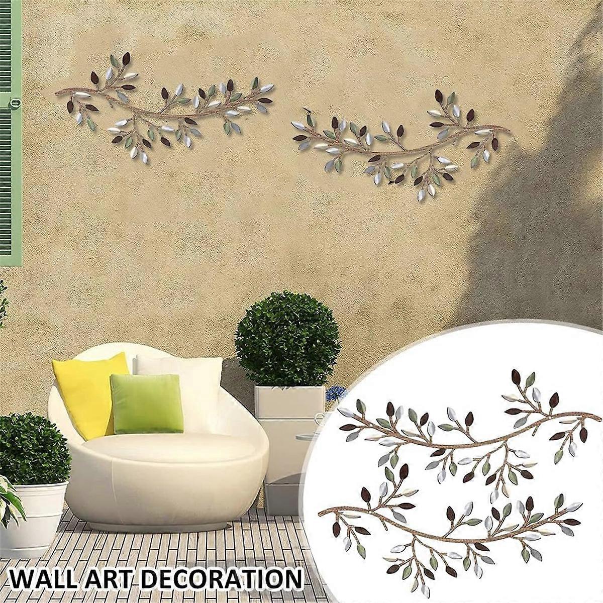 Metal Tree Leaf Wall Decor, 1 Pcs Vine Olive Branch Leaf Wall Art,C