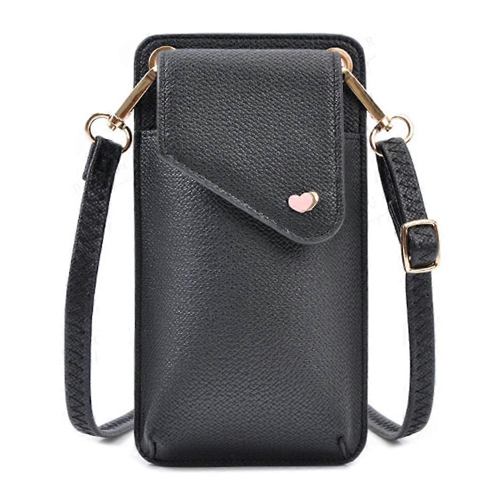 Women Soild Color PU Leather Cell Phone Bag Adjustable Shoulder Strap for Traveling
