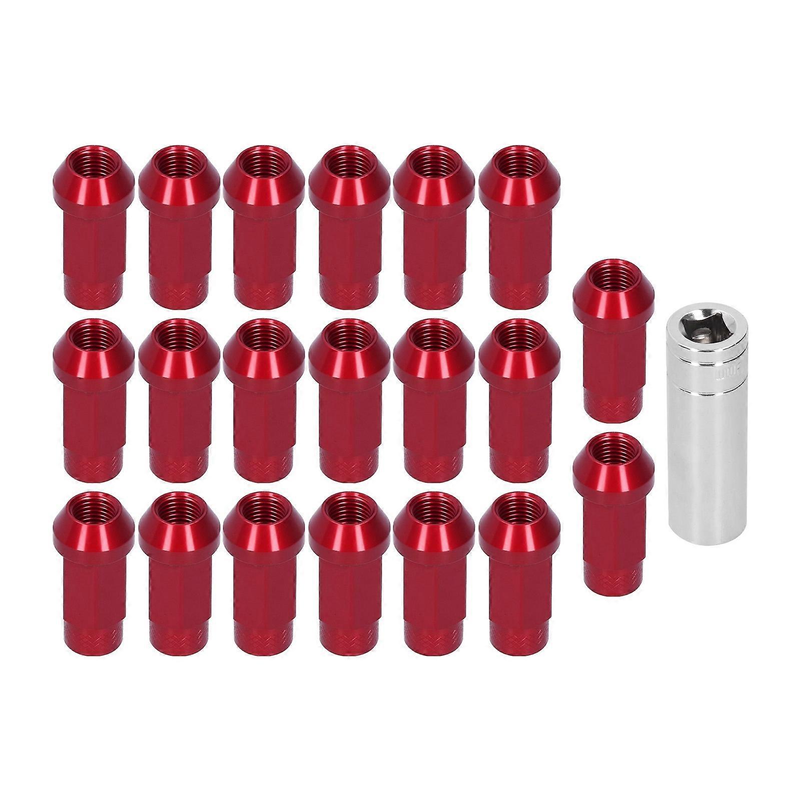 20pcs Wheel Lug Nuts M14x1.5 Thread 2in Height 7075-T6 Aluminum Thru Hole Locking Lug Nuts