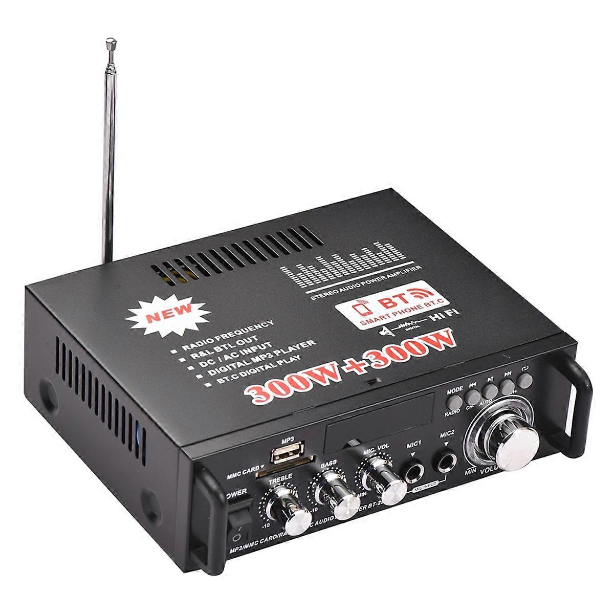 BT-298A Mini Audio Power Amplifier 2CH 300W+300W for Car Home EU Plug