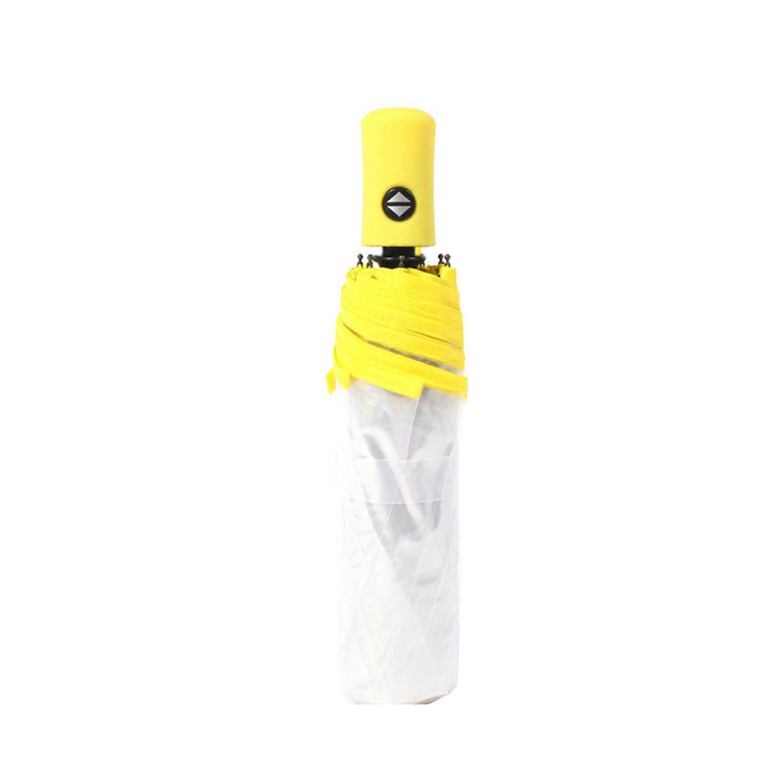 Auto Open Close Umbrella Folding Umbrella Automatic Open And Close Umbrella Portable Rain Umbrella Wind Water Resistant Yellow