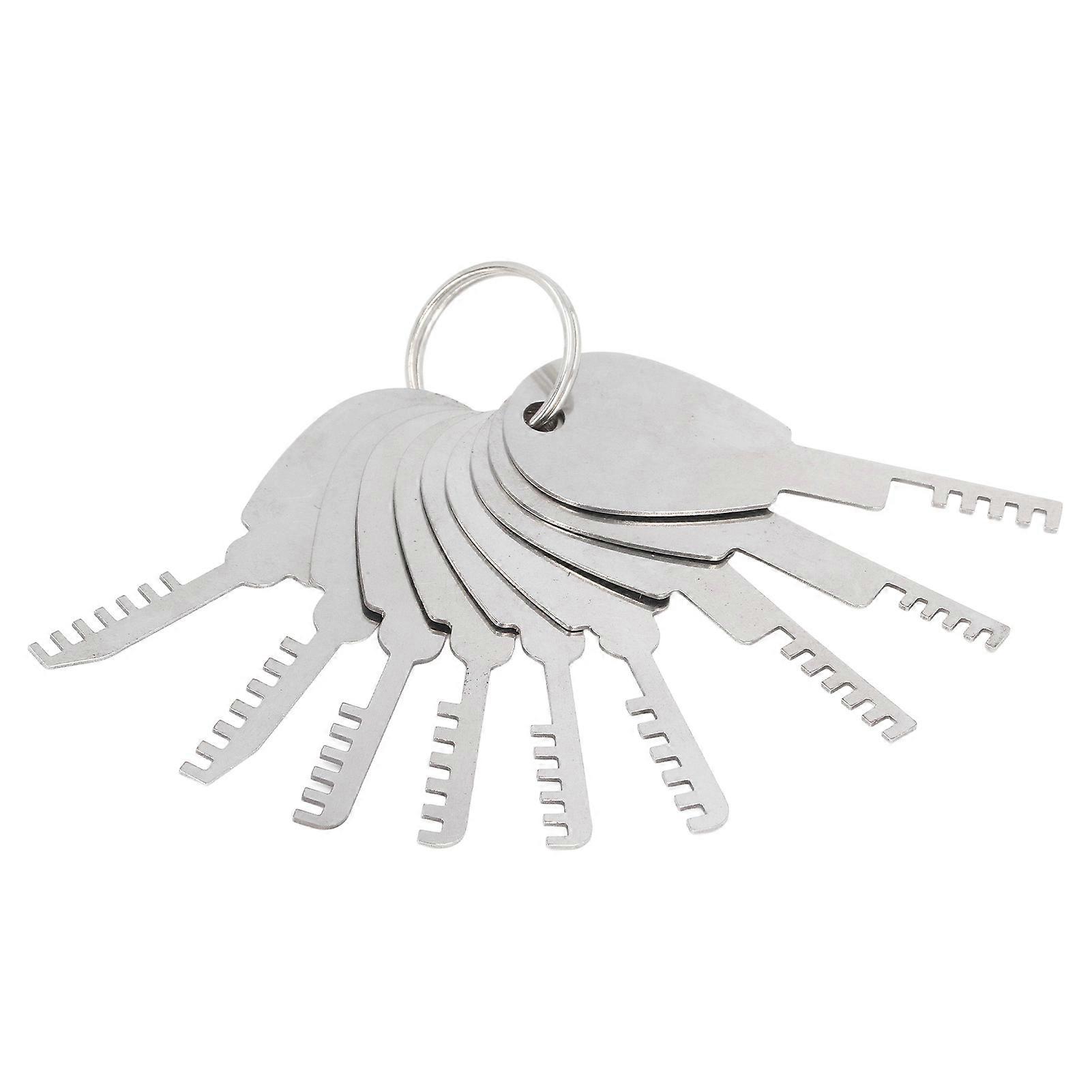 1 String 9 Pieces Comb Picks Stainless Steel Comb Teeth Pick Multifunctional Hand Tool for Firefighter Emergency