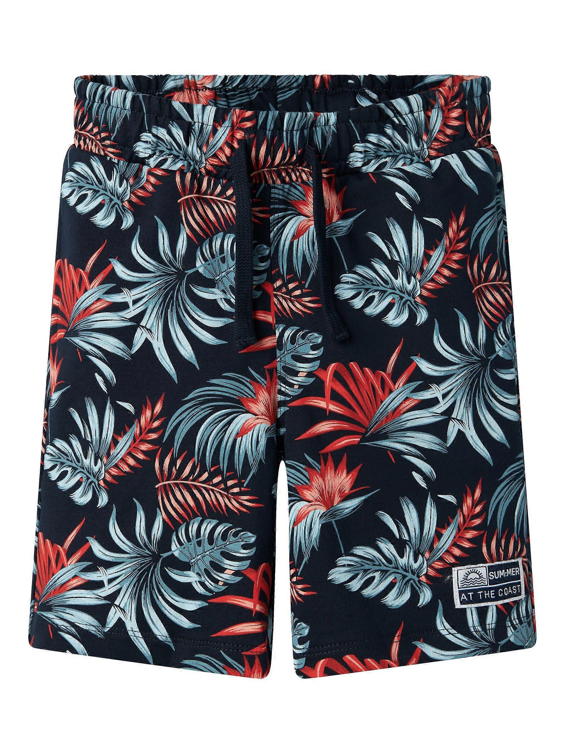 Name It Boys Bermuda Shorts with Tropical Leaf Pattern and Drawstring