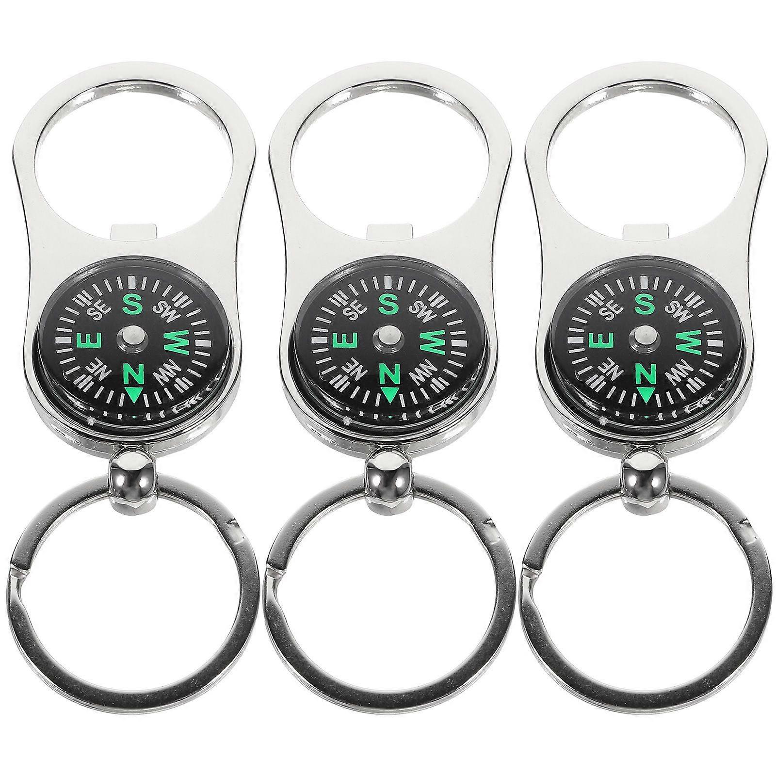 3pcs Compass Key Ring Alloy Key Chain Creative Key Pendant Key Hanging Decor