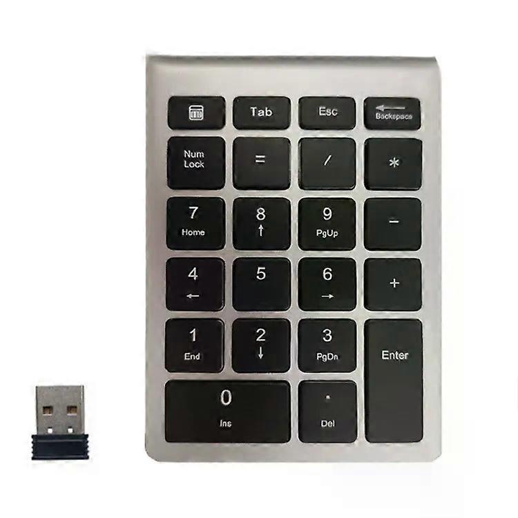 Wireless Mini Keyboard-22 Keys,2.4G Connectivity,Silver Black