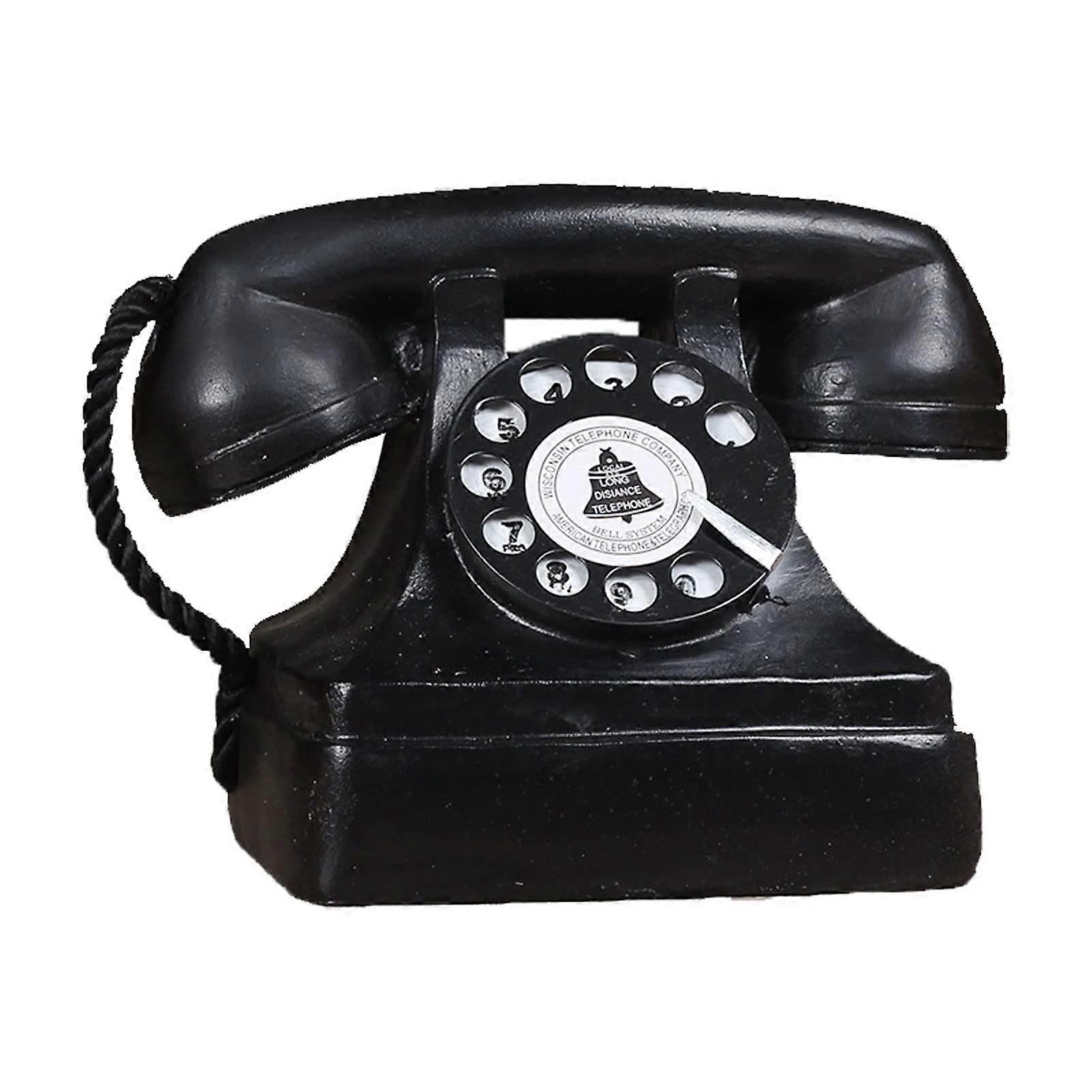 Retro Antique Telephone Model - Vintage Decorative Phone with Unremovable Microphone for Home Cafe Bar Display
