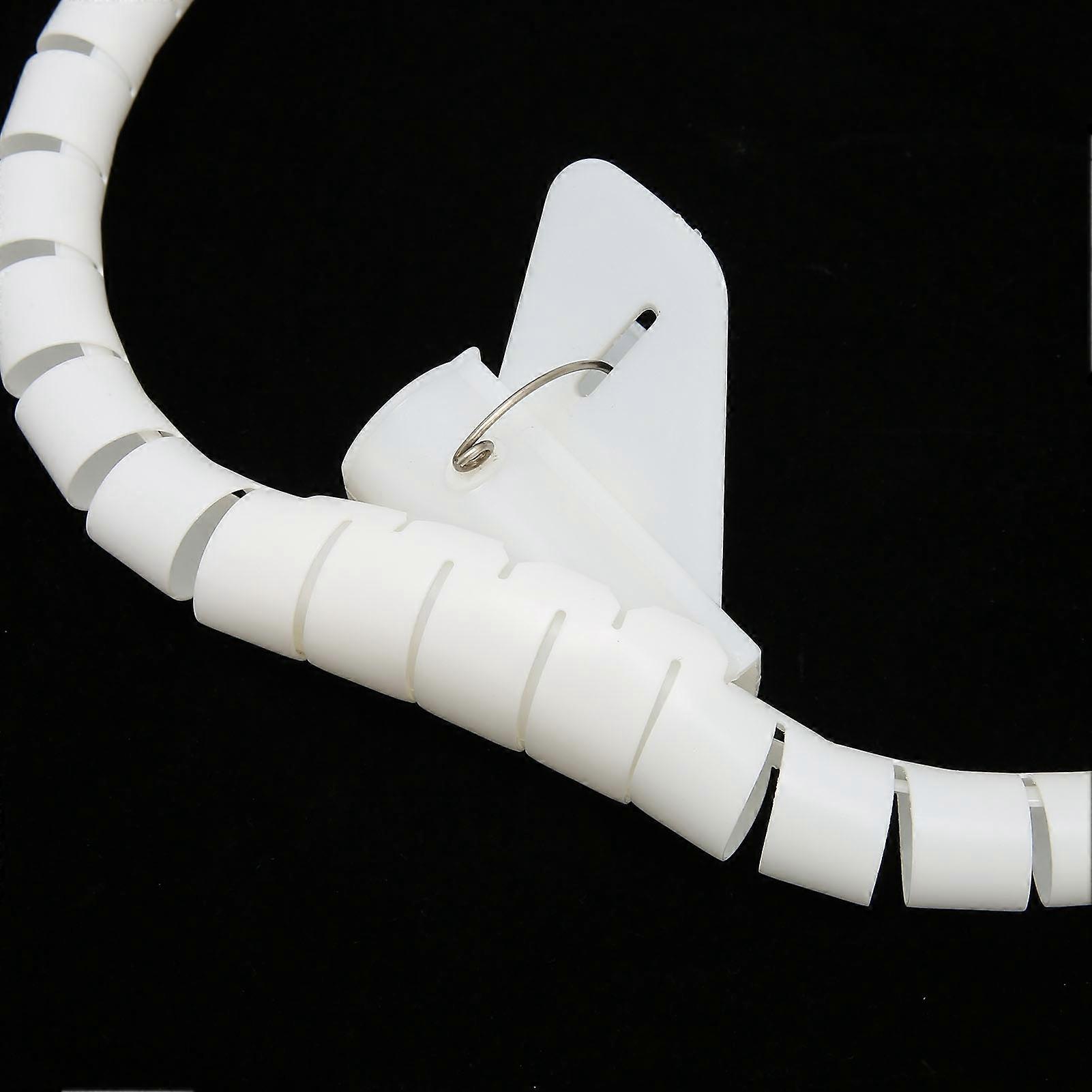 Cable Sleeve Organizer, Spiral Wire Management Winding Tube, Open Type with Clip, 10 Meters, White, Diameter 16mm