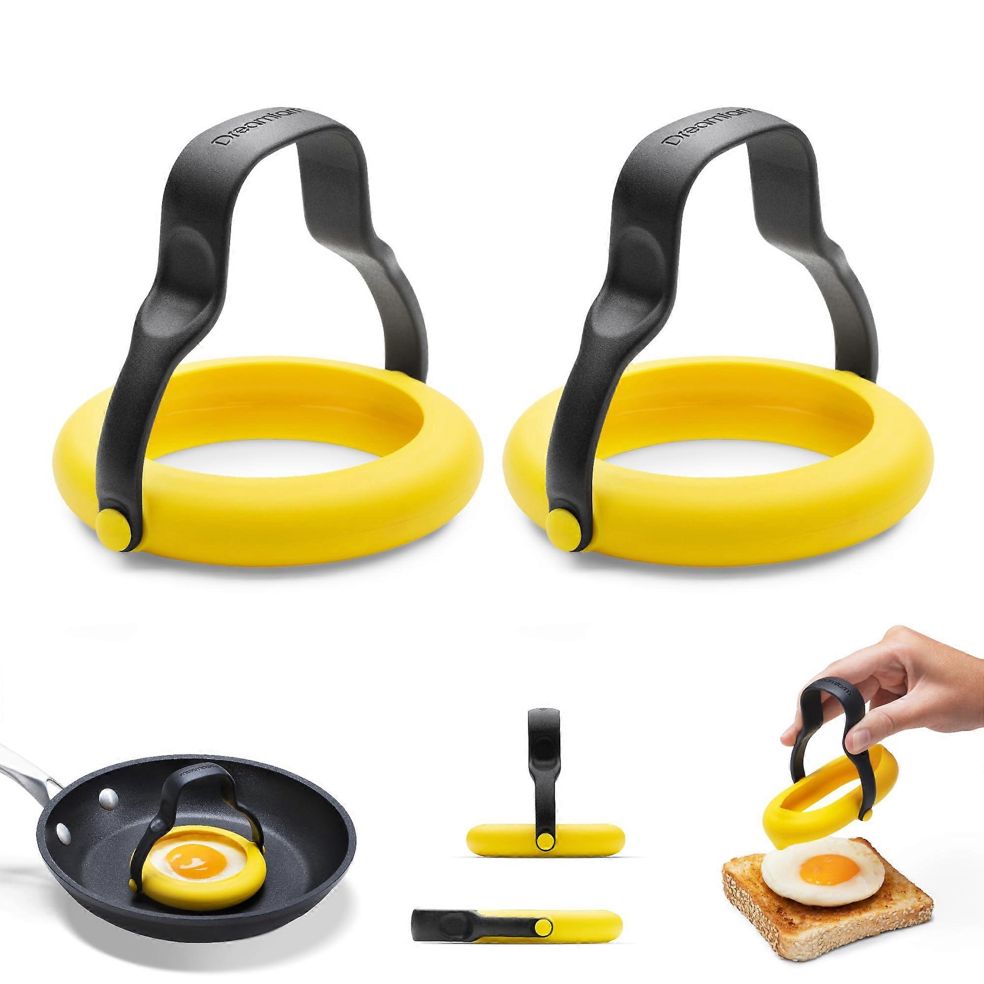 Flegg 3 is 1 in 1 flexible silicone egg rings, reversal and  containers to the non -stick surface - 2 -pack, yellow/black