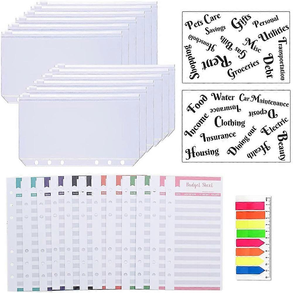 27 Pack A6 Pocket Binder Sets A6 Binder Zipper Pockets Neon Page
