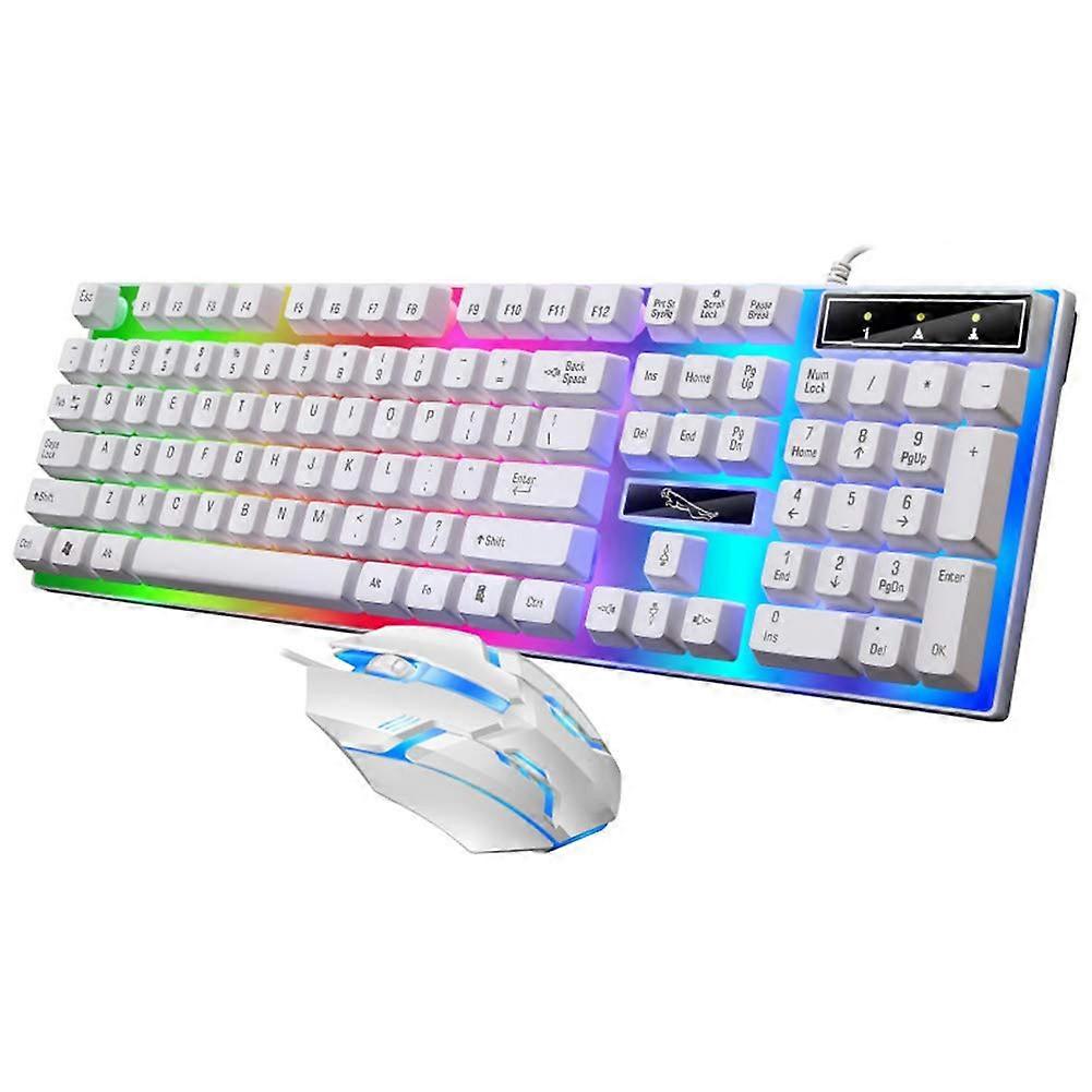 Wired Gaming Keyboard and Mouse Set Colorful LED Backlit USB Gaming Keyboard Mouse for Laptop PC Gamers