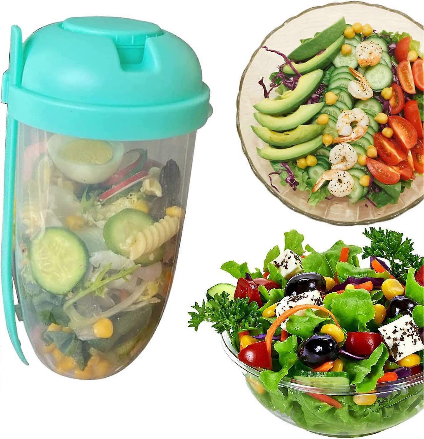 Salad Cup,Salad Dressing Container to Go,Fresh Salad Cup with Fork and Dressing Holder,Salad Meal Shaker Cup,Reusable