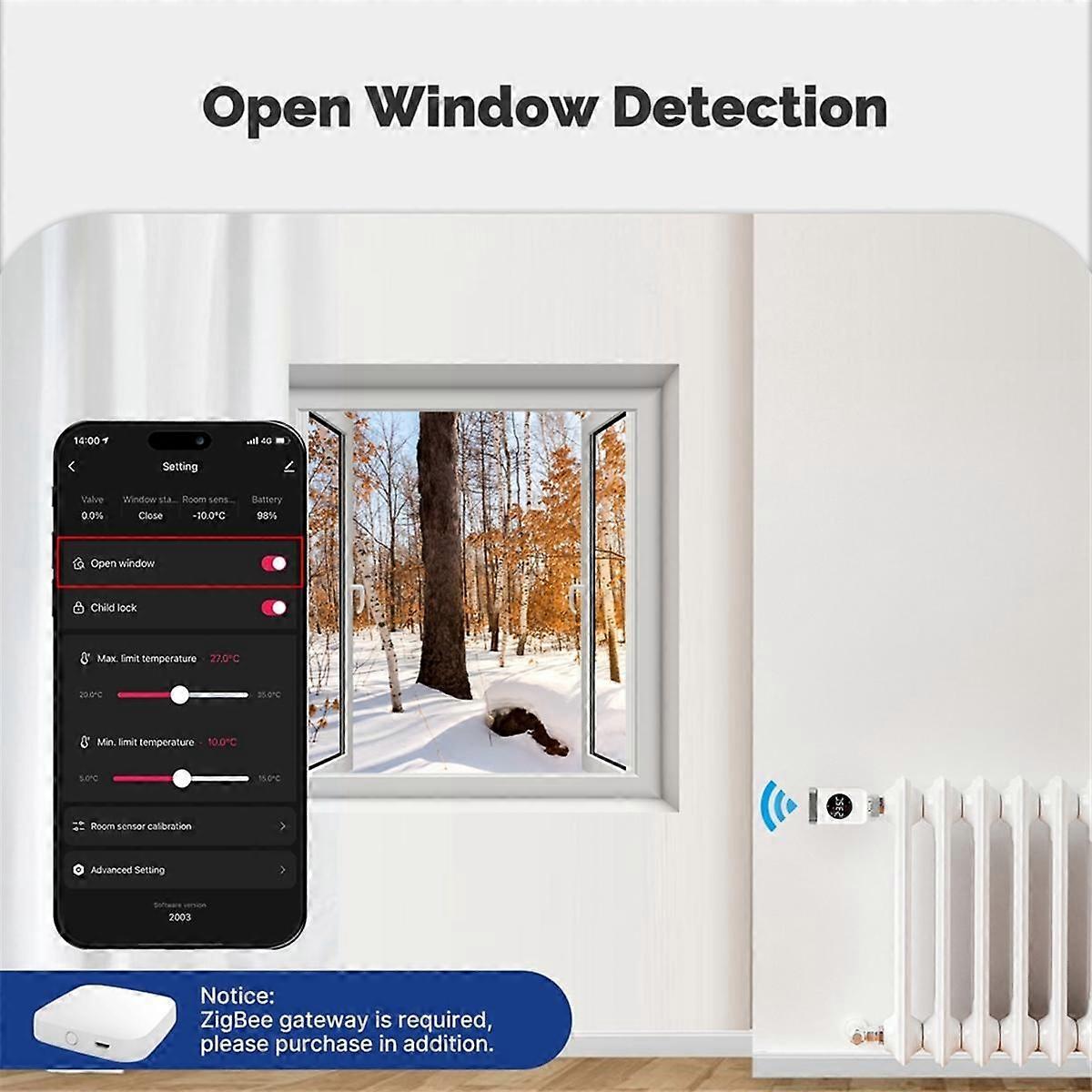 Tuya Smart Zigbee Thermostatkopf Heizkörperventilantrieb Smart TRV Wifi Temperaturregler Smart Life, ZIGBEE