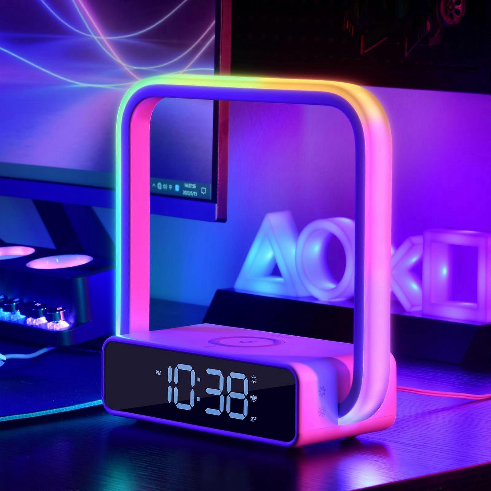 Digital Alarm Clock with, Dimmable LED Desk Lamp for Bedroom Home Office