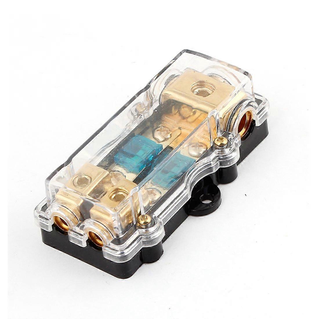 Car Amplifier Ammeter 60A 1 In 2 Out ANL Fuse Holder Black Gold Tone for Vehicle Audio Systems