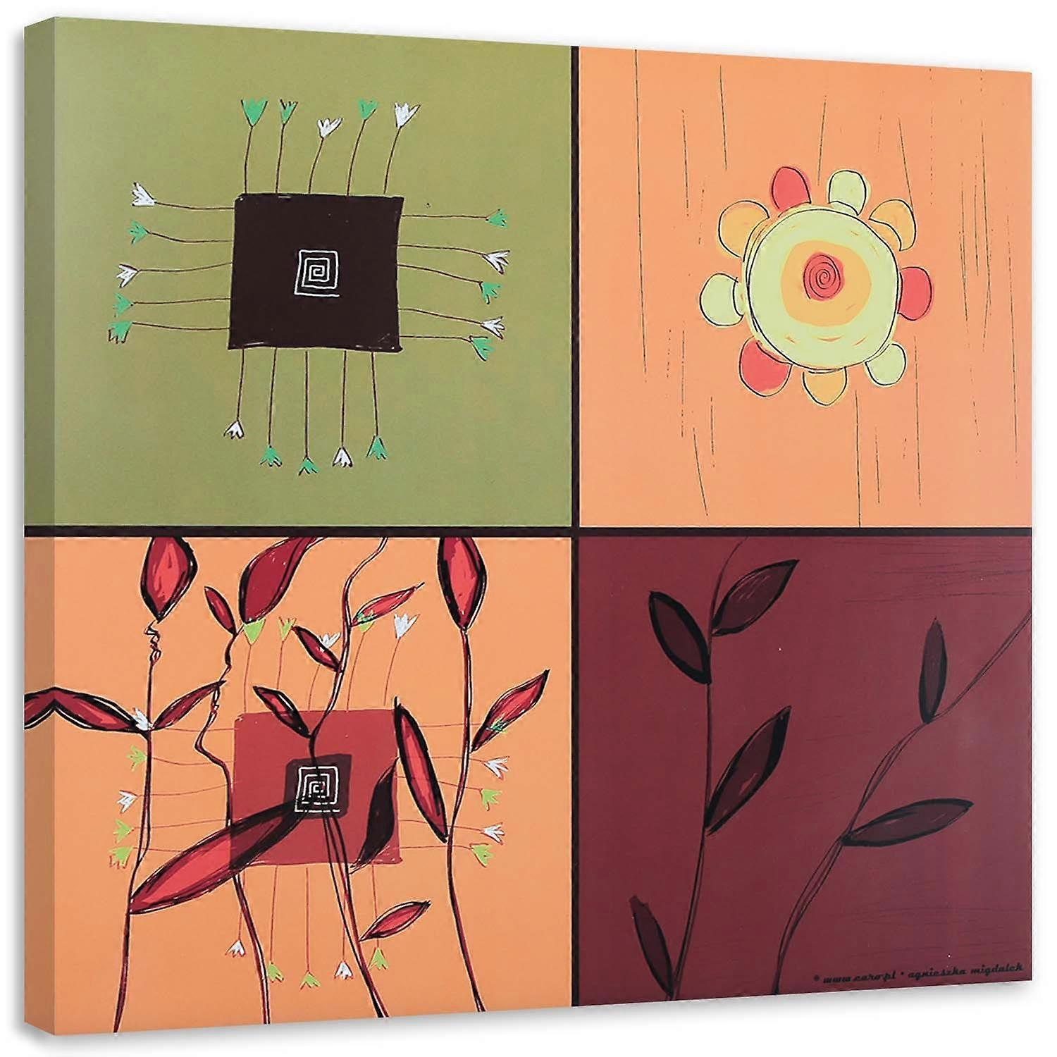 Impression sur toile, Collage de fleurs colorées - 30x30