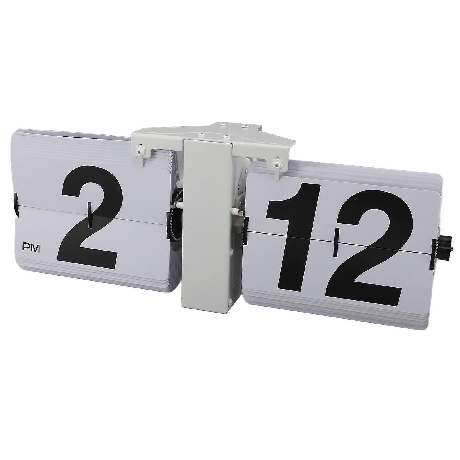 Automatic Flip Clock 36cm White Retro Digital 12H Battery Powered