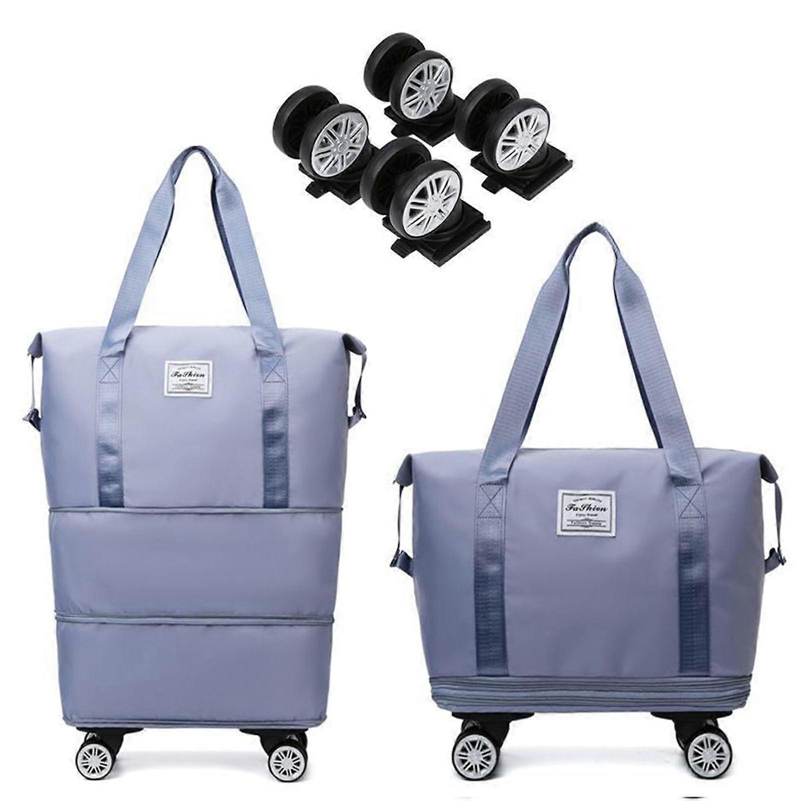 Klarson Expandable Travel Duffle Bag with Wheels, Foldable Suitcase for Women, Scratch-Resistant Material, Compact Size